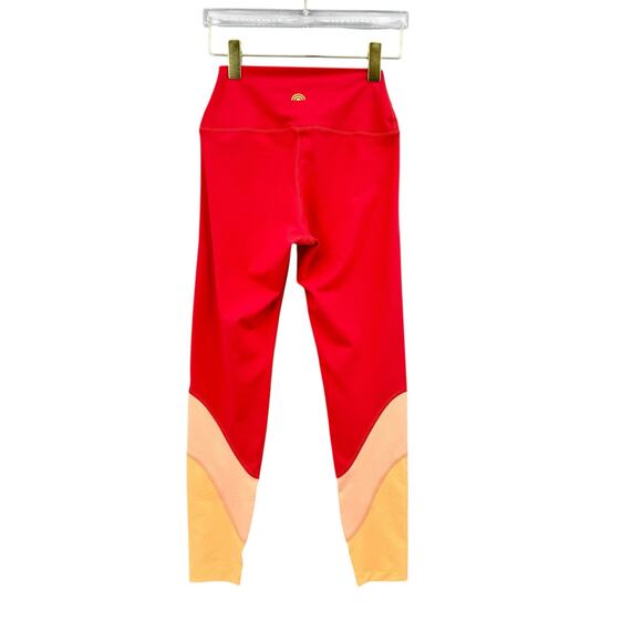 Playground Active Orange Color Block High Waist Cropped Buttery Soft Leggings - Picture 2 of 6